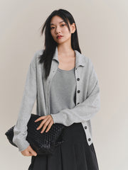 Women's Wool-Cashmere Blend Mock-Neck Cardigan