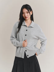 Women's Wool-Cashmere Blend Mock-Neck Cardigan