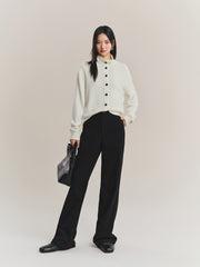 Women's Wool-Cashmere Blend Mock-Neck Cardigan