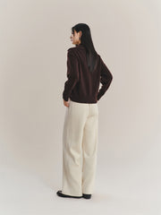 Women's Pure Wool Wide-Lapel Knit Cardigan