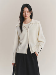 Women's Pure Wool Wide-Lapel Knit Cardigan