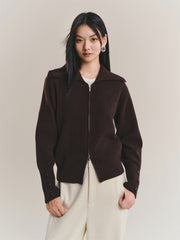 Women's Pure Wool Wide-Lapel Knit Cardigan