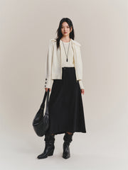 Women's Pure Wool Wide-Lapel Knit Cardigan