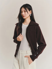 Women's Pure Wool Wide-Lapel Knit Cardigan