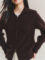 Women's Pure Wool Wide-Lapel Knit Cardigan