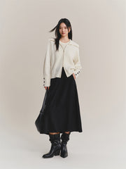 Women's Pure Wool Wide-Lapel Knit Cardigan