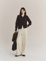 Women's Pure Wool Wide-Lapel Knit Cardigan