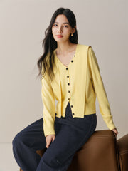 Women's Short Knit Cardigan with Detachable Cape