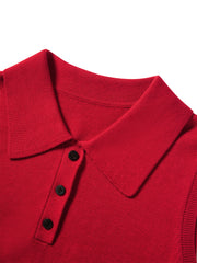 Women's Wool-Blend Polo Cardigan Set