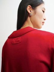 Women's Wool-Blend Polo Cardigan Set