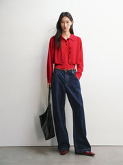 Women's Wool-Blend Polo Cardigan Set