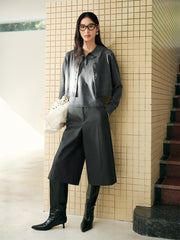 Women's Wool-Blend Polo Cardigan Set