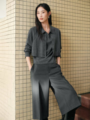 Women's Wool-Blend Polo Cardigan Set