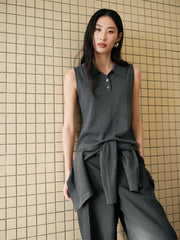 Women's Wool-Blend Polo Cardigan Set