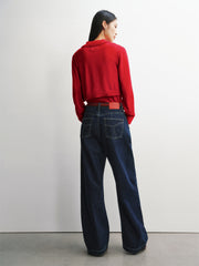 Women's Wool-Blend Polo Cardigan Set