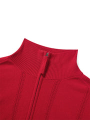 Women's Pure Wool Cropped Stand-Collar Cardigan