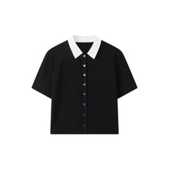 Women's Cropped Contrast Knit Cardigan
