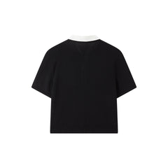 Women's Cropped Contrast Knit Cardigan