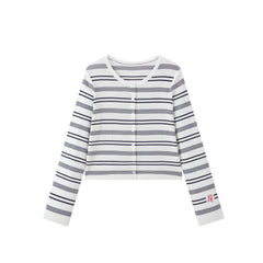 Women's Slim-Fit Striped Knit Cardigan  [Available only in China]