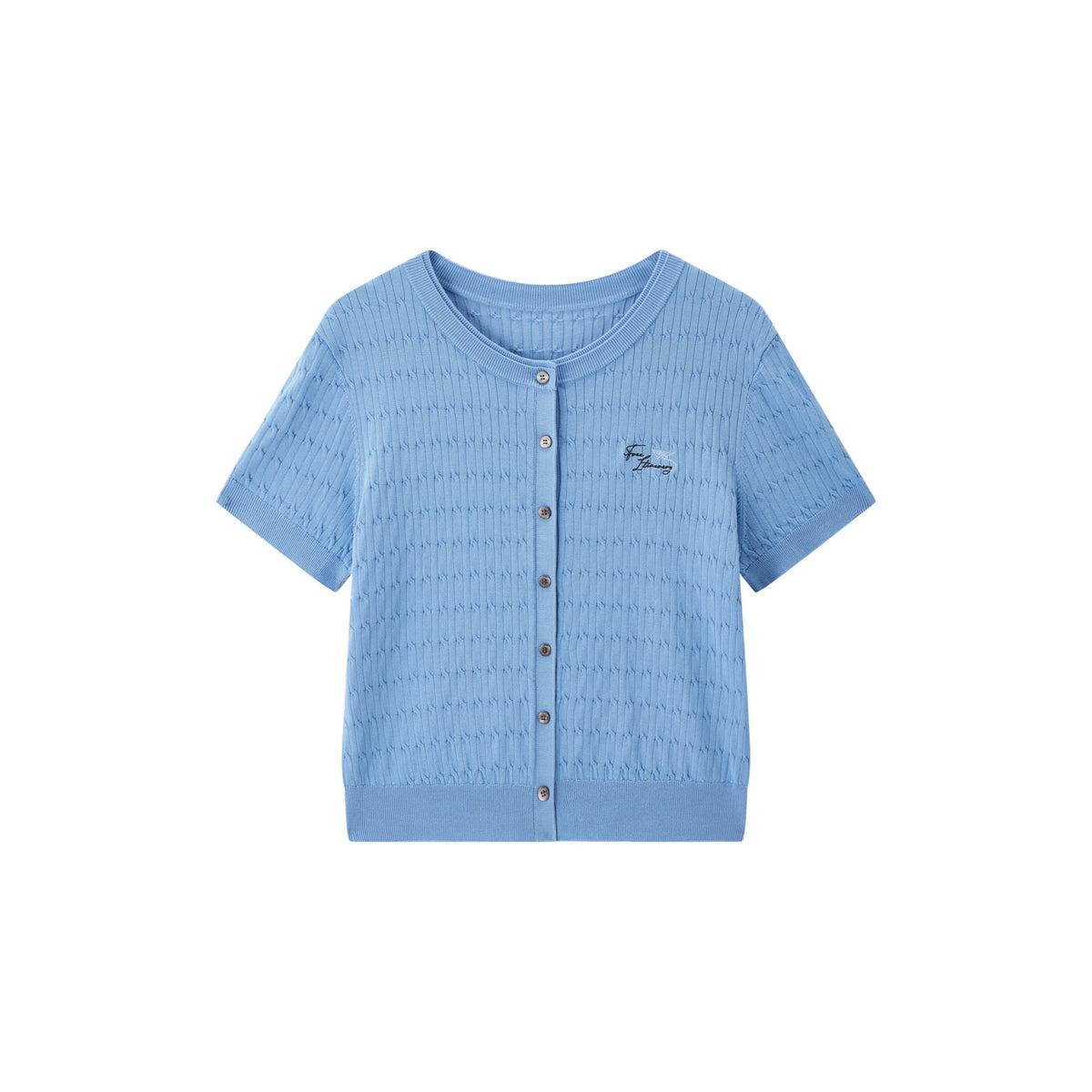 Women's Intellectual Cable-Knit Short-Sleeve Sweater