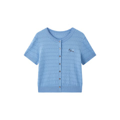 Women's Intellectual Cable-Knit Short-Sleeve Sweater