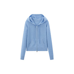 Women's Casual Double-Zip Wool-Blend Cable-Knit Cardigan