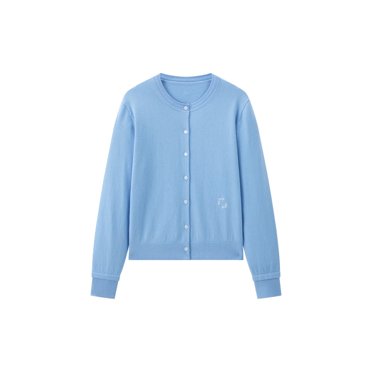 Women's Commuter Wool-Blend Cropped Blue Knit Cardigan