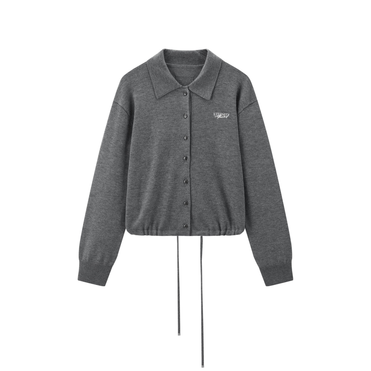 Women's Casual Wool-Blend Lapel Grey Knit Cardigan