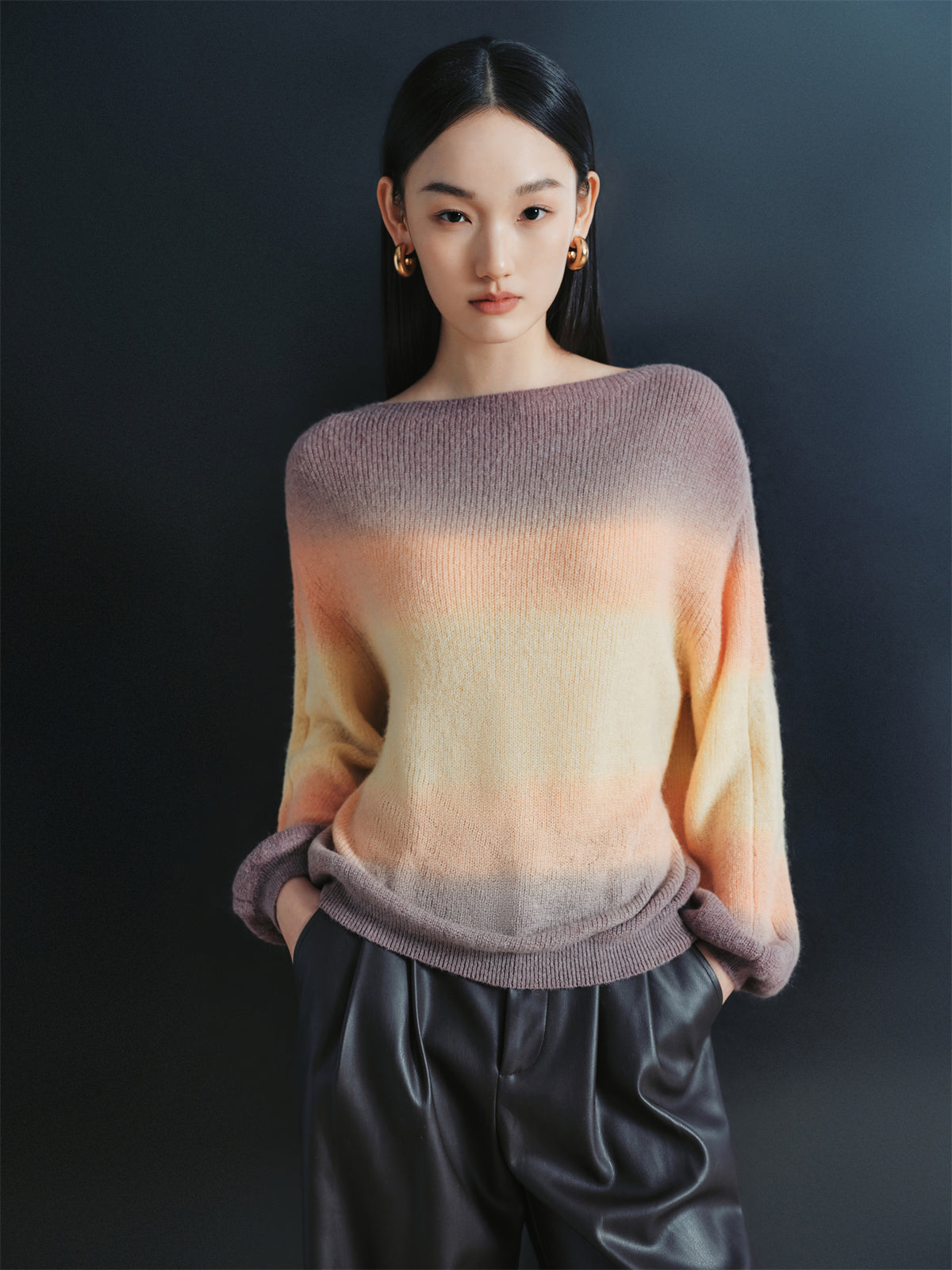 Women's Gradient Slash Neck Sweater