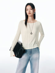 Women's Flared Sleeve Knit Top in Lyocell-Silk Blend