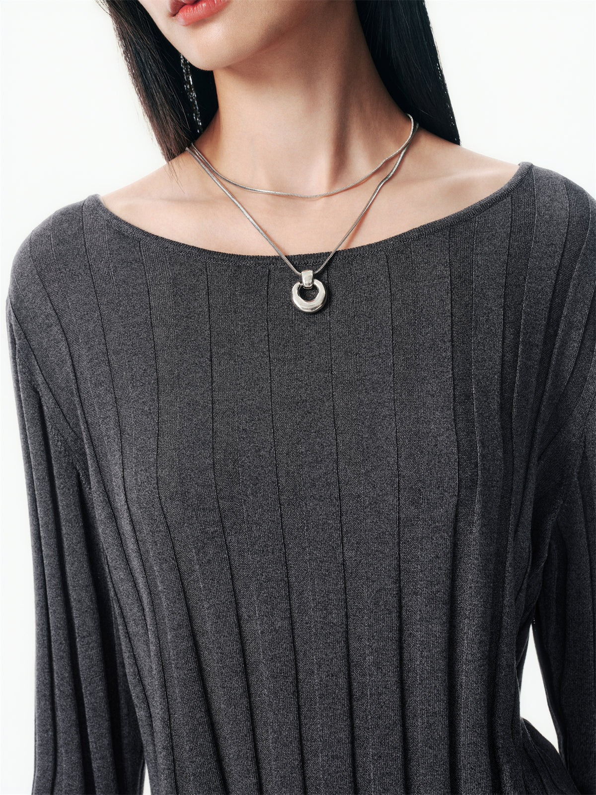 Women's Flared Sleeve Knit Top in Lyocell-Silk Blend