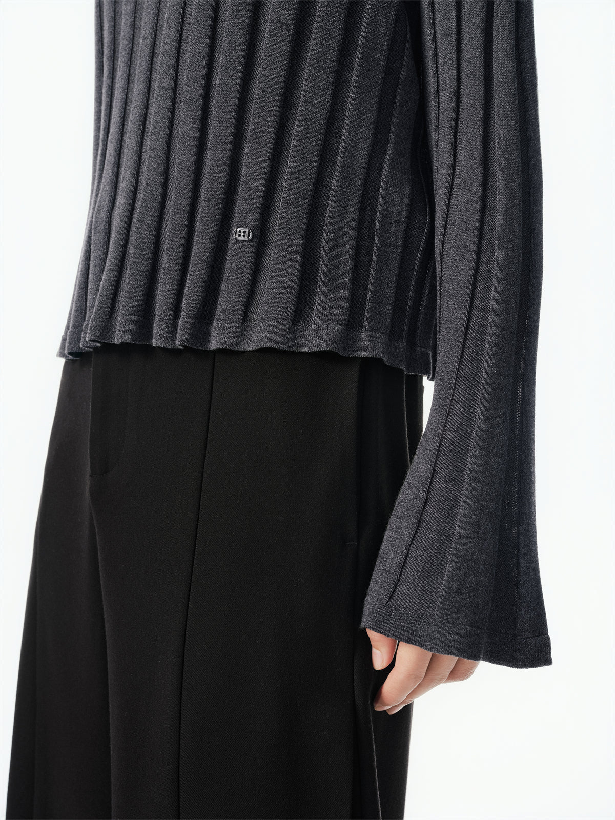 Women's Flared Sleeve Knit Top in Lyocell-Silk Blend