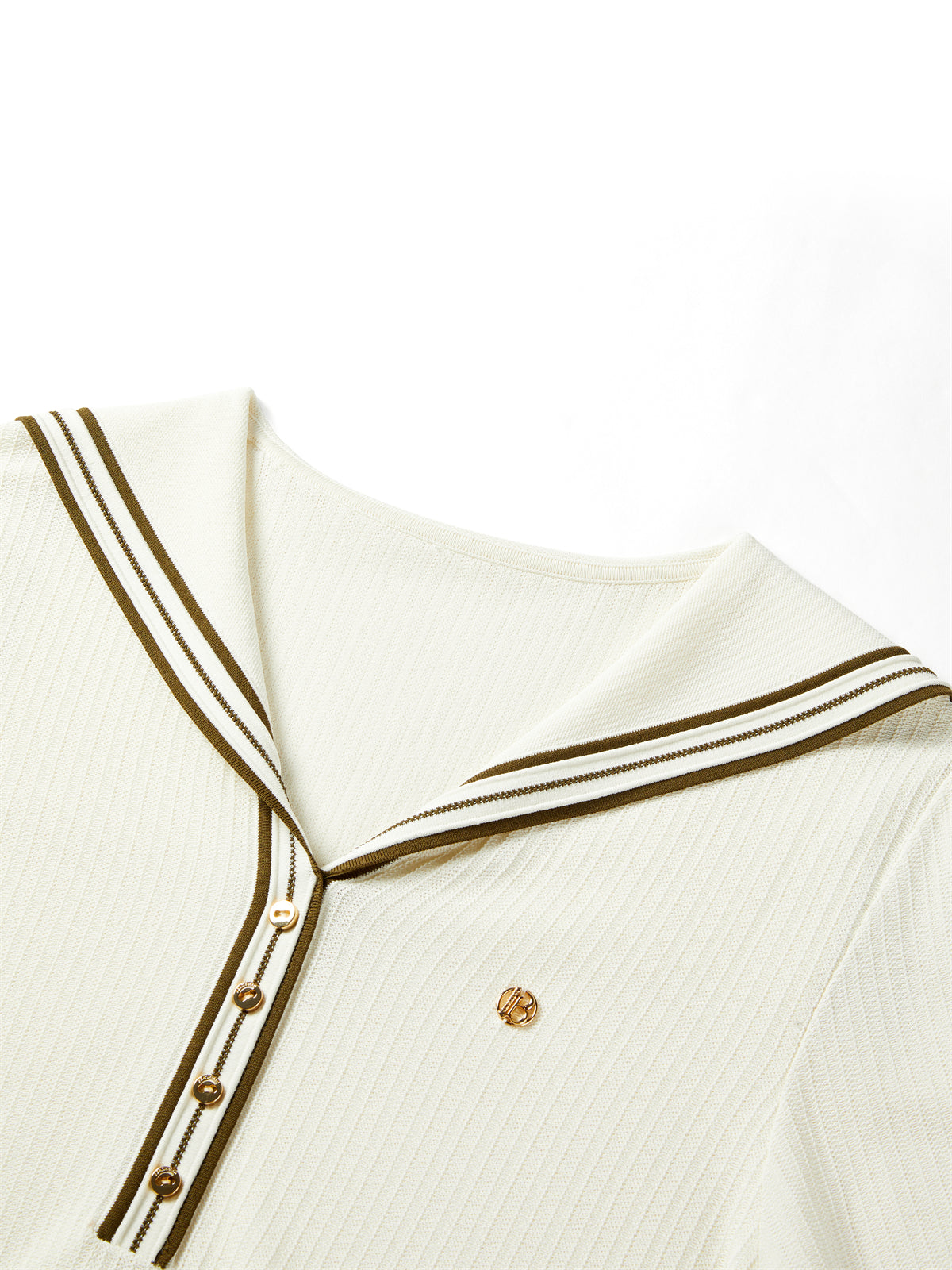 Women's Contrast-Trim Knit Top with Sailor Collar