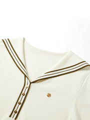 Women's Contrast-Trim Knit Top with Sailor Collar