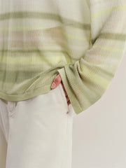 Women's Semi-Sheer Ombre Stripe Knit Pullover