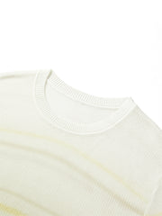 Women's Semi-Sheer Ombre Stripe Knit Pullover