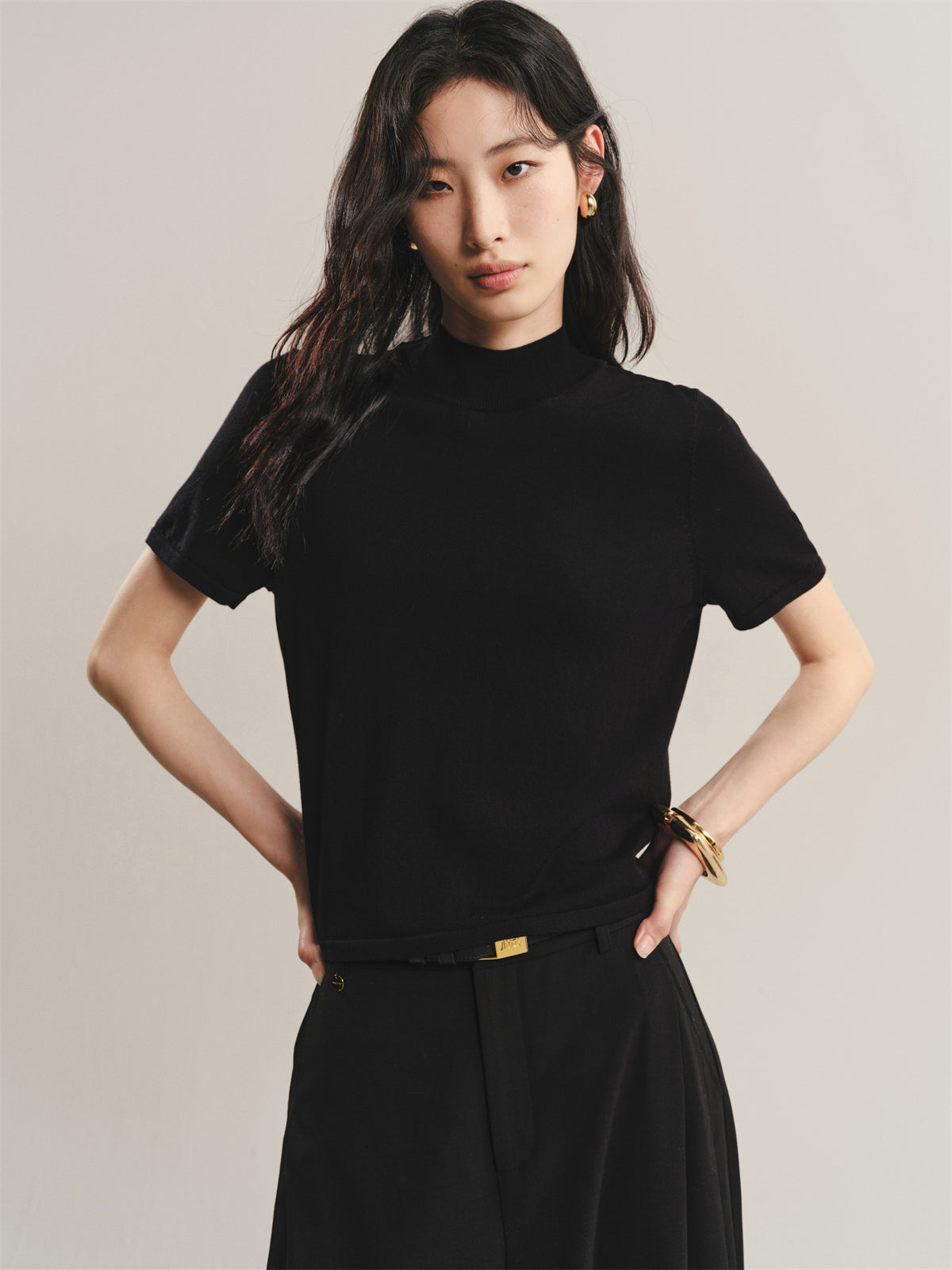 Women's Acetate Half Turtleneck Soul Knit Top