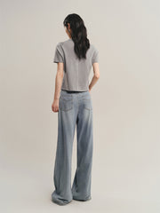 Women's Acetate Short-Sleeve Half Turtleneck Knit Top