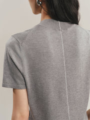 Women's Acetate Short-Sleeve Half Turtleneck Knit Top