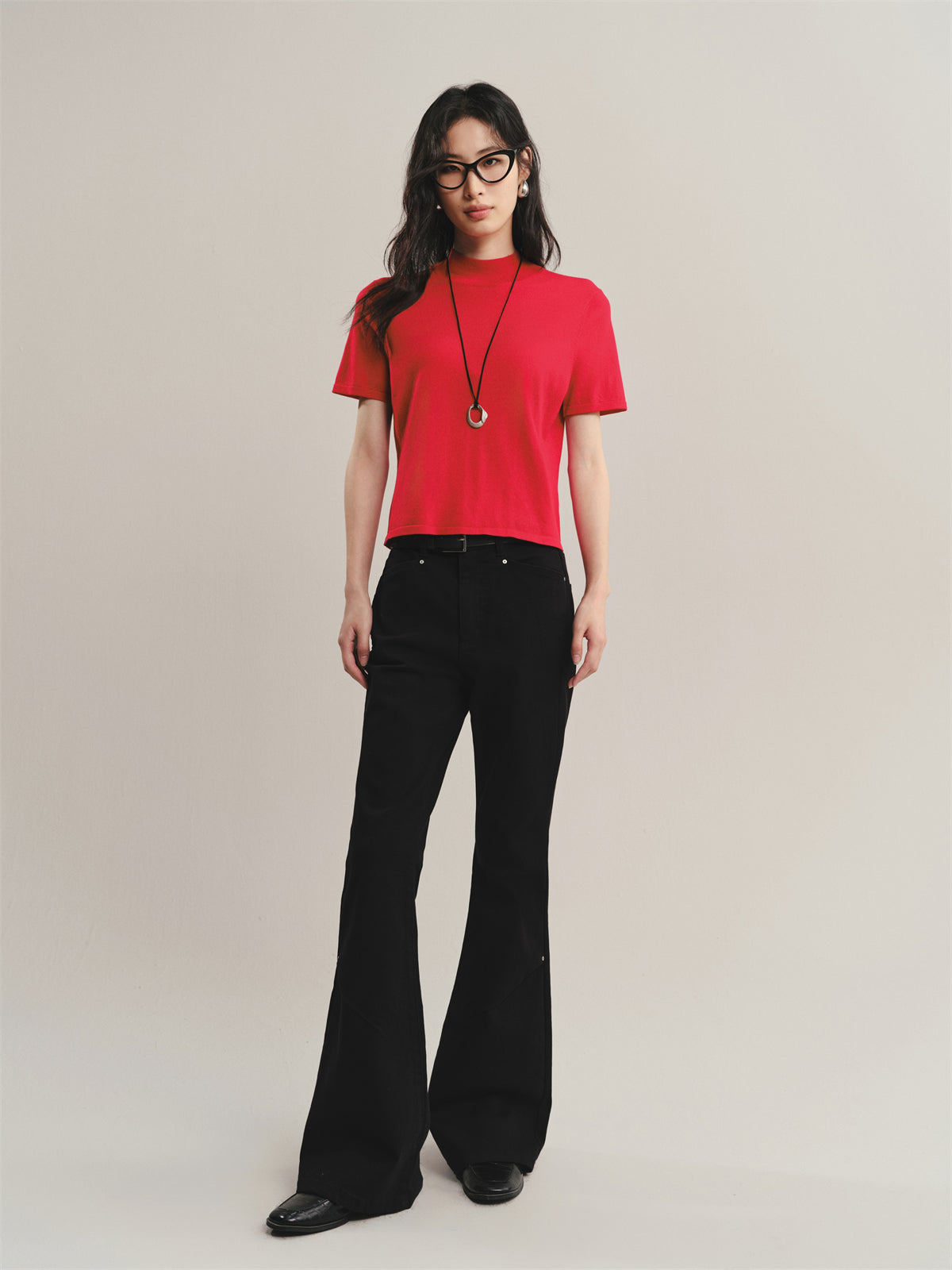 Women's Acetate Half Turtleneck Soul Knit Top