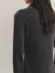 Women's Contrast Half-Placket Slim Sweater