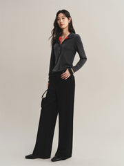 Women's Contrast Half-Placket Slim Sweater