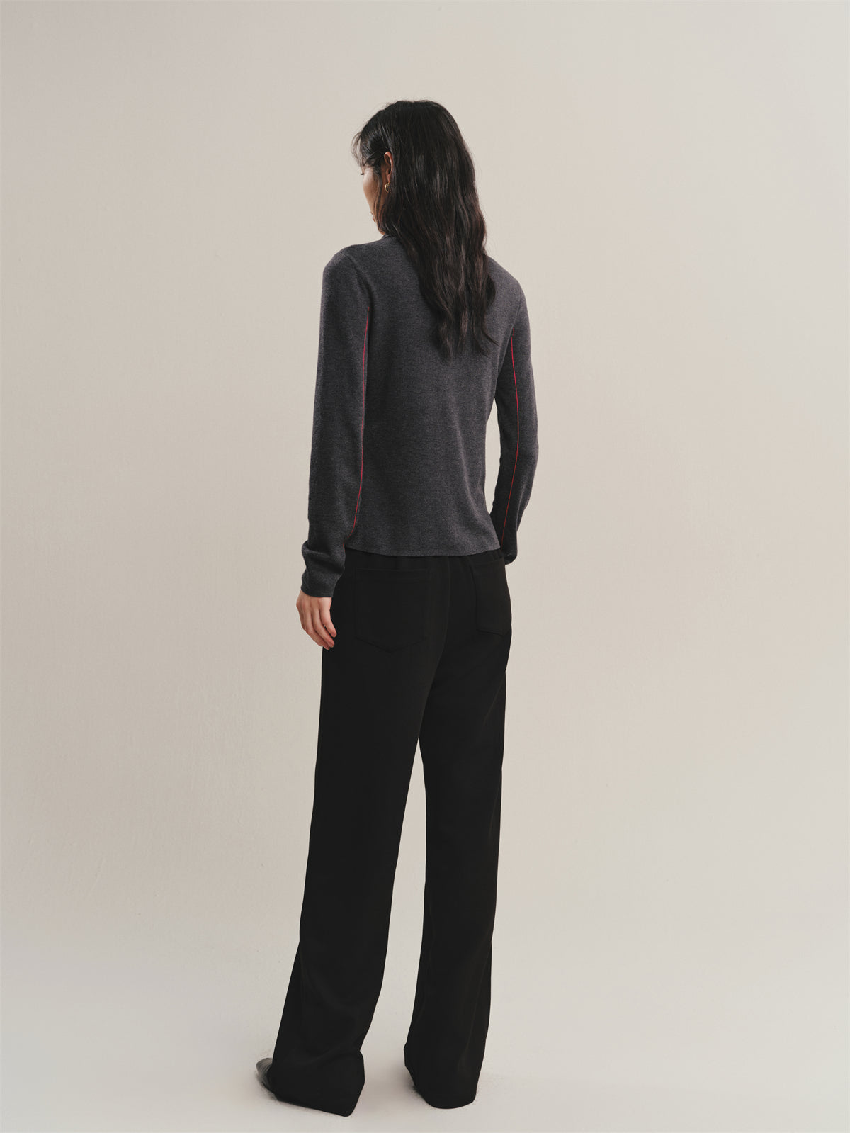 Women's Contrast Half-Placket Slim Sweater