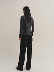 Women's Contrast Half-Placket Slim Sweater