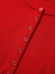 Women's Machine-Washable Wool Henley Sweater
