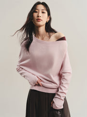 Women's Asymmetric Colorblock Collar Knit Sweater
