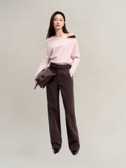 Women's Asymmetric Colorblock Collar Knit Sweater