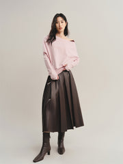 Women's Asymmetric Colorblock Collar Knit Sweater