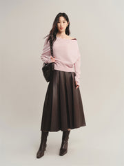 Women's Asymmetric Colorblock Collar Knit Sweater