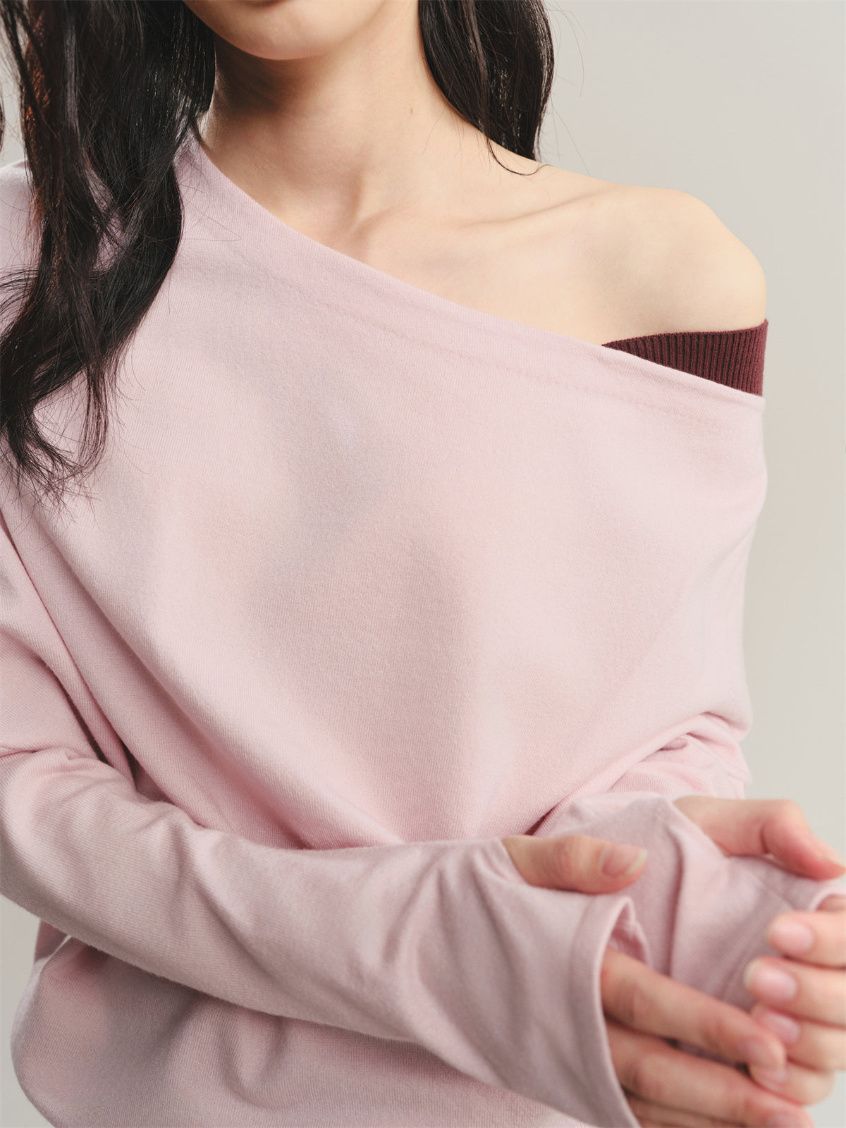 Women's Asymmetric Colorblock Collar Knit Sweater